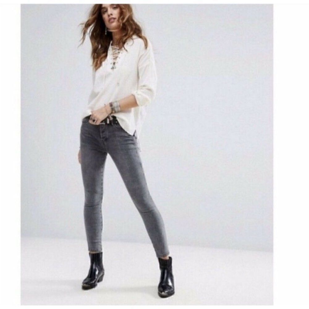 Free People Mid Rise Skinny Jeans